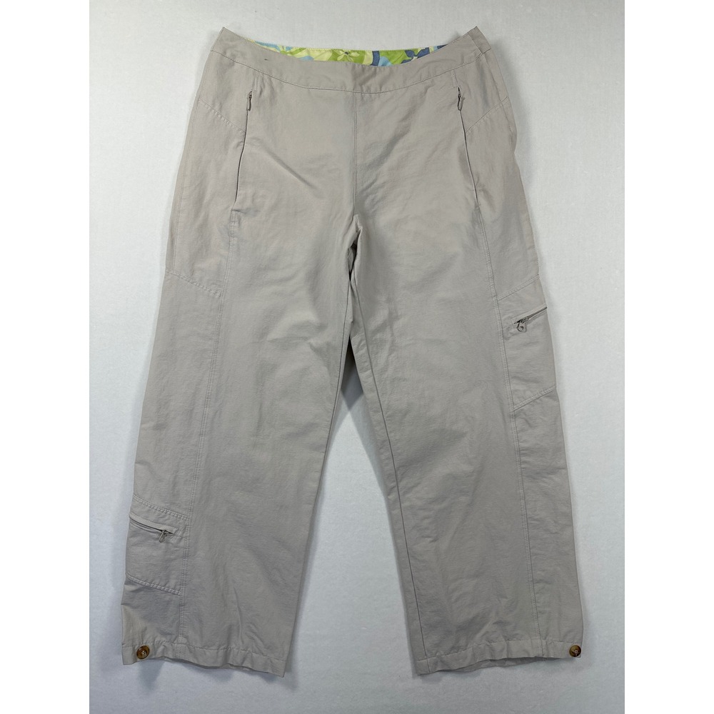 Vintage Y2K Title Nine Wide Leg Crop Pants 6 Beige Lightweight Hiking Gorpcore